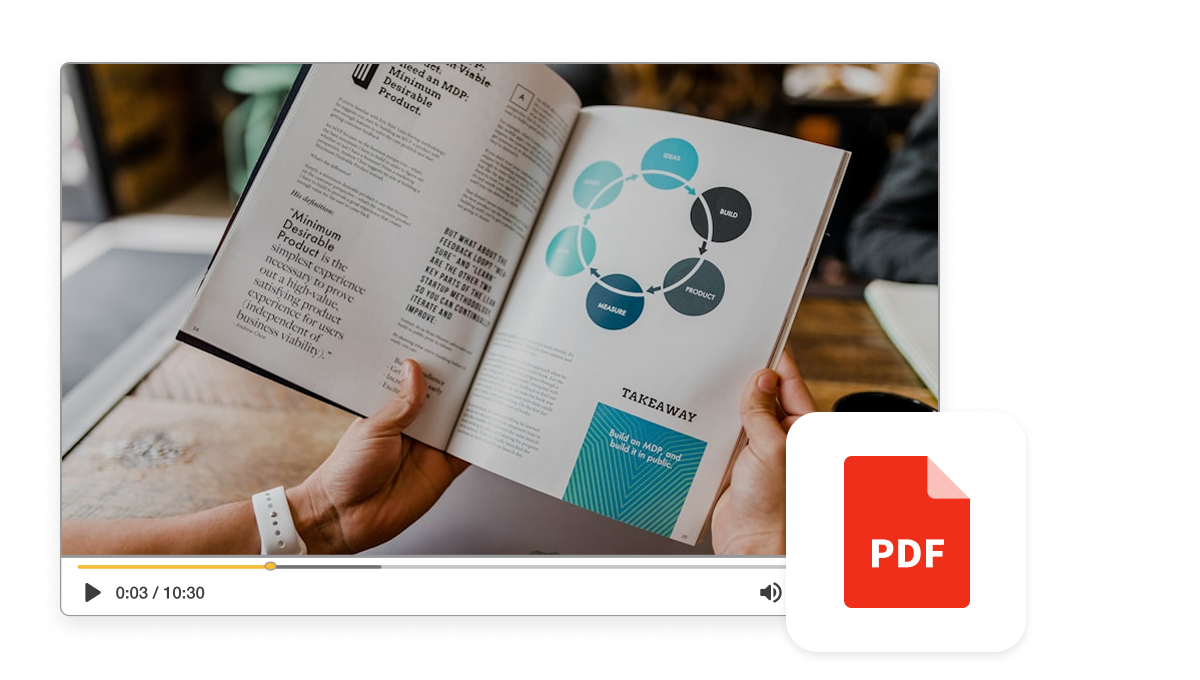 Using Visla's PDF to video converter to turn a PDF document with charts into an engaging video player